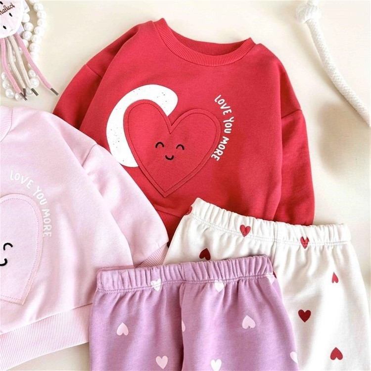ست دورس و شلوار طرح قلب دخترانه ترکیه